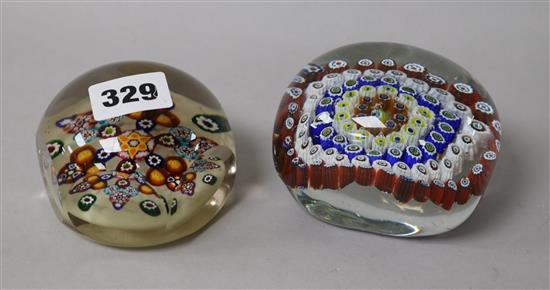 Two millefiore paperweights